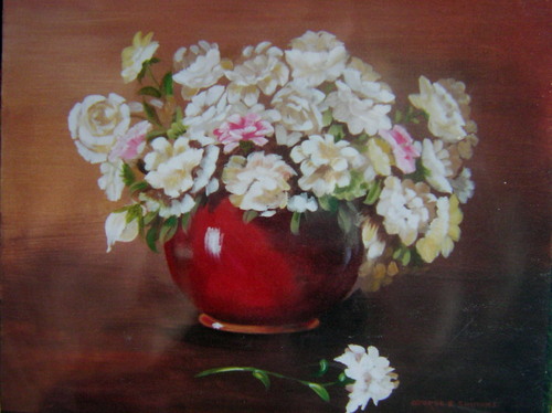 Red Vase with Flowers