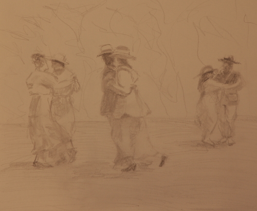 Drawing-Charcoal-Sketch of Dancers