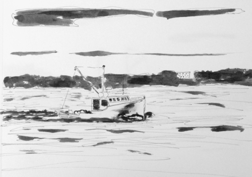 Drawing-Ink-Lobster Boat