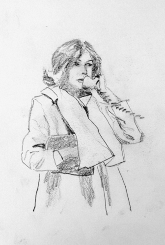 Drawing-Pencil-Nancy on the Phone