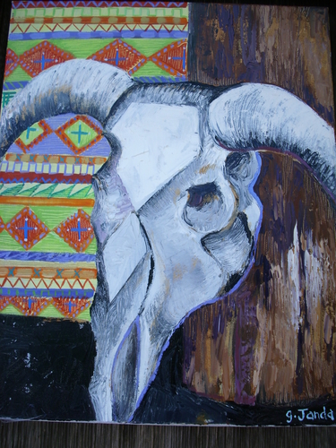 Painting-Expressionist-The cow skull