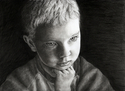 representational charcoal drawing of little boy (thumbnail)
