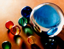 Oh There They Are Representational glass marbels saturated with color (thumbnail)