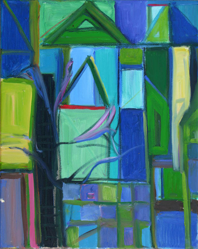 Painting-Abstract-Blue-green City