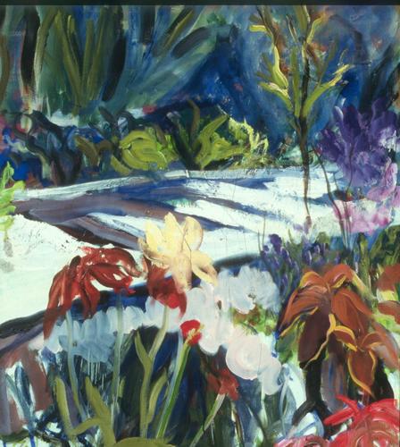 Painting-Landscape-Garden Series Road with Flowers