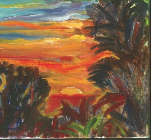 Painting-Still Life-Sunset with Palms