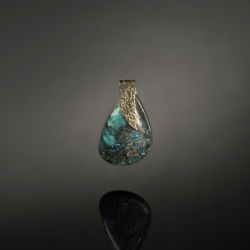 Jewelry-Lockets & Pendants-Turquoise in Sterling with 14k gold bail pendant