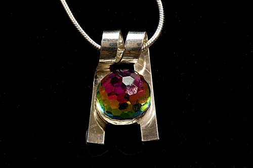Jewelry-Lockets & Pendants-Vintage Fireball Sterling Ribbon Pendant
