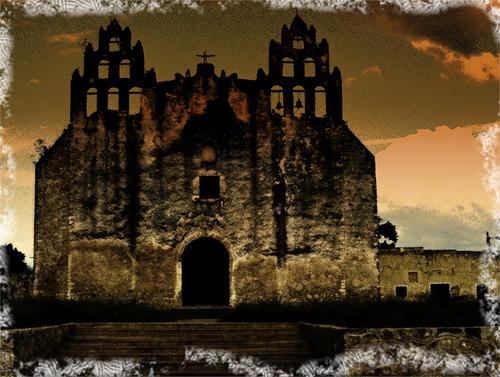 Digital Art-Cathedral Ruins, Oaxaca, Mexico