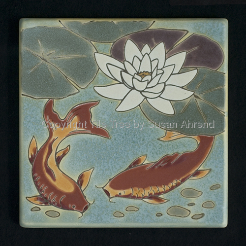 Ceramics-Tiles-Lily Koi - Blue