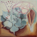 Gail Werner - Botanical Painting gail werner, long beach, california, native american, oil painting, desert, succulent, desert plants, seed pod, dreamlike, pictograph - Botanical Painting