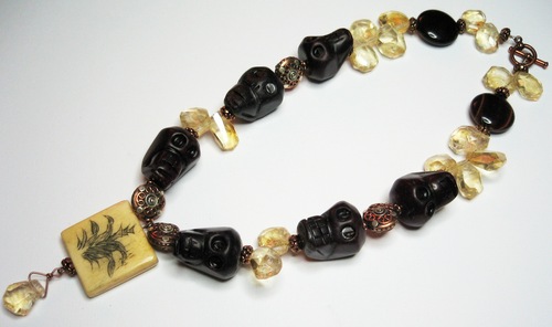 Jewelry-Necklaces-Citrine and Wood Necklace � NE2020