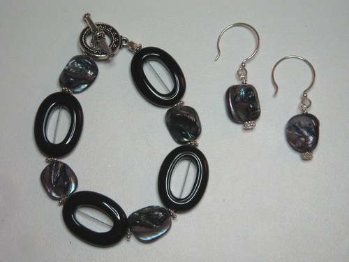 Jewelry-Rings and Bracelets-Onyx Ovals Set - S9013