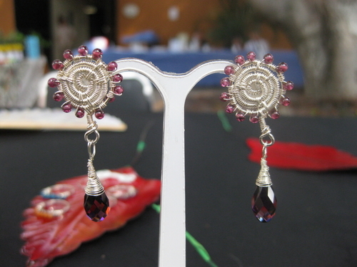 Jewelry-Earrings-Garnet Spirals 