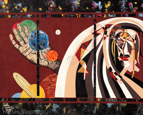Painting-Acrylic-God Has the World in His Hands