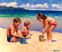 Painting--Acrylic-PortraitChildren on Beach