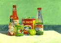 Cathy Hallinan - Still Life Painting Michael Hallinan Acrylic Painting, Impressionist Tropical Landscape, Mexican Salsa, Tabasco, El Pato, Kitchen Art,Lime,Victoria - Still Life Painting