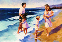 Painting--Acrylic-Figurative Family on Beach