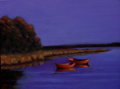 Painting-Seascape-Two Boats at Dusk