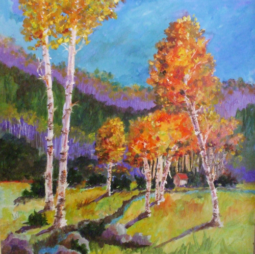 Painting-New Mexico ski area afternoon