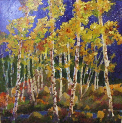 Painting-Night Aspens