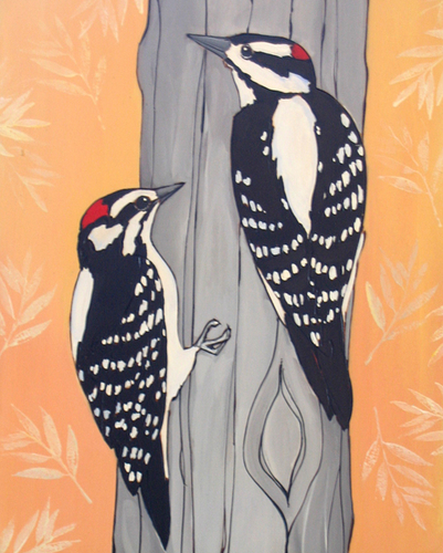 Downy%20Woodpeckers%20in%20Sunset (large view)