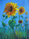 Helen Hammerman - Floral Painting acrylic, sunflower,floral,summer, impressionist - Floral Painting