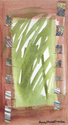 watercolor, oriental, brown, green, abstract - Non-representational Mixed Media