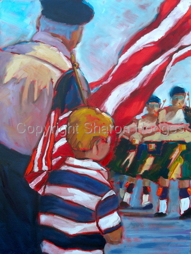 Painting-Figurative-Bagpipers on Parade