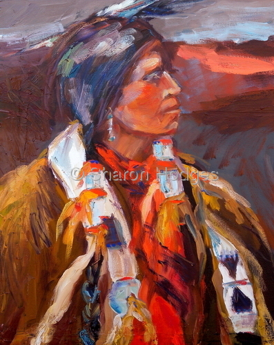 Painting-Western-Woman with Red Scarf