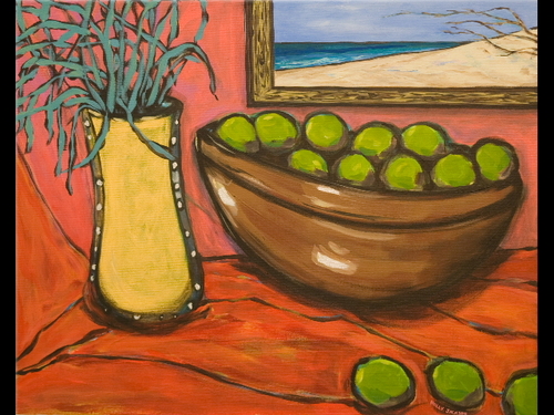 Painting-Still Life-Fruit Bowl At Lake