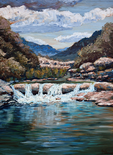 Painting-Landscape-Con Can, TX Waterfall