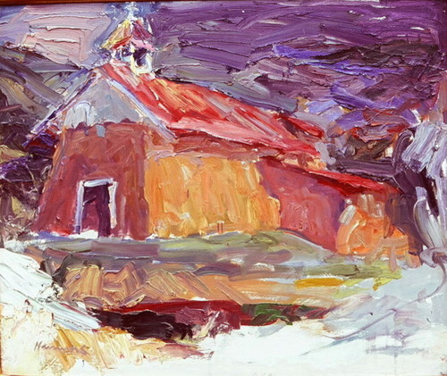 Painting-Oil-Iglesia En La Tormenta