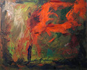 Painting--Oil-AbstractRed-Green Abstract