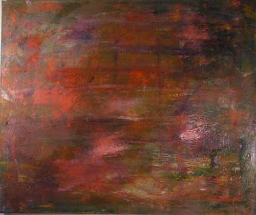 Painting-Abstract-Rose-Red-Green Abstract (Sold)