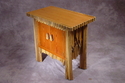 Bedside Stand, heartpine and palm fronds [side]