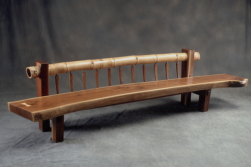 Wood-Bench, walnut and bamboo