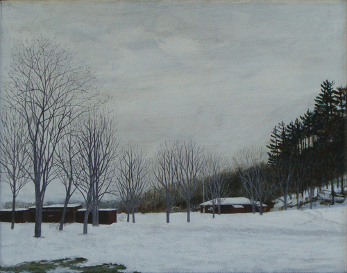 Painting-Acrylic-Silver Lake in Winter    Hollis, NH