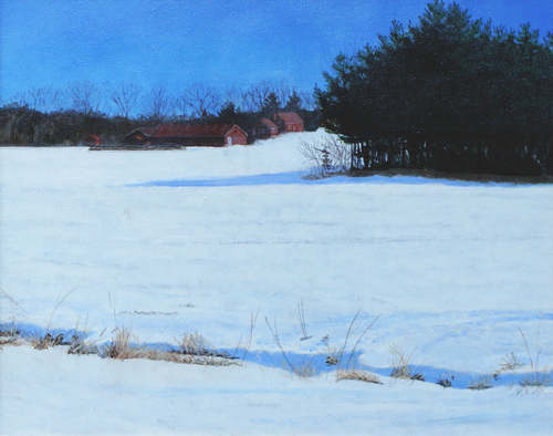 Painting-Acrylic-Brook line, Depot Road, Hollis, New Hampshire