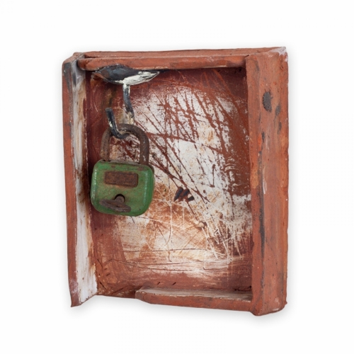 Mixed Media-green lock