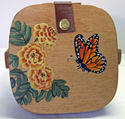square marigold and butterfly basket