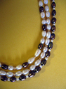 3  Strand White and Brown Freshwater Pearls with Gold