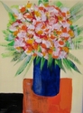 impressionist, flowers, blue vase, palette knife - Impressionism Painting