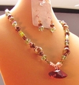 Jewelry--Misc Materials-Necklaces Green and Copper Polymer bead necklace set
