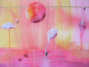 Print Making--Giclee-AnimalsFlamingos