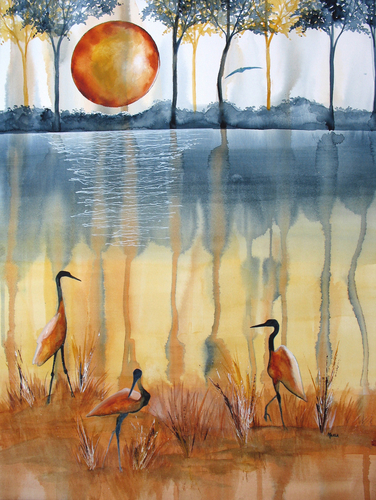 Print Making-Animals-Egret