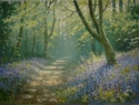blue bells, wood, spring  - Landscape Painting
