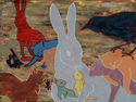 Jamie Dietze, Jamie Dietze artist, Jamie Dietze Rabbit Artist, Jamie Dietze expressionist artist, Jamie Dietze Acrylic painting, Jamie Dietze Central Coast Artist, Jamie Dietze San Luis Obispo Artist, rabbit as metaphor, animals as metaphor,  - Animals Painting