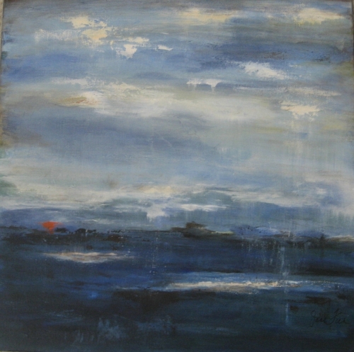Painting-Abstract-Grey Skies Over Pond
