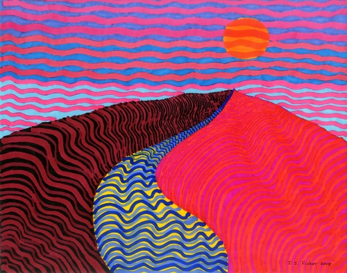 Drawing-Ink-River Sunset